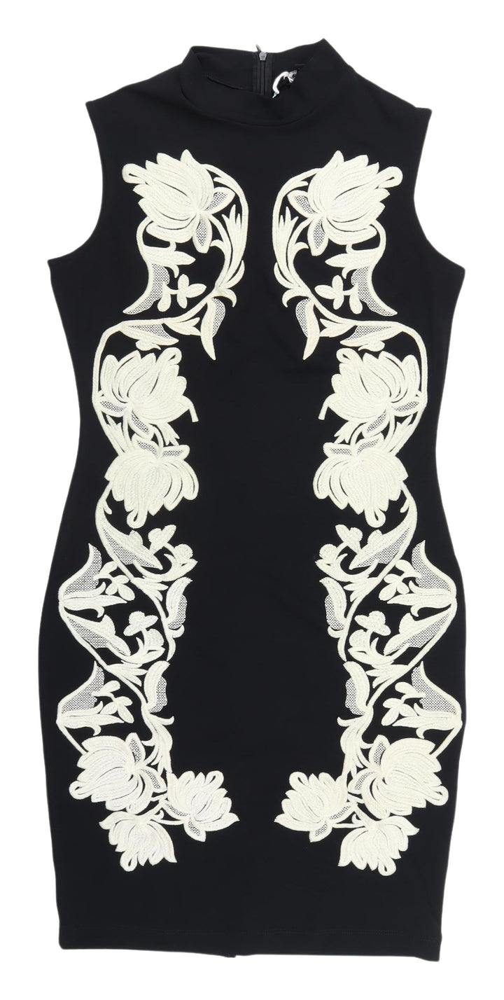 Next Women's Black Bodycon Dress High Neck Size 12