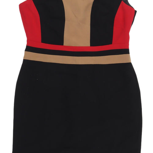 Debenhams Women's Red Black Beige Sheath Dress Size 14