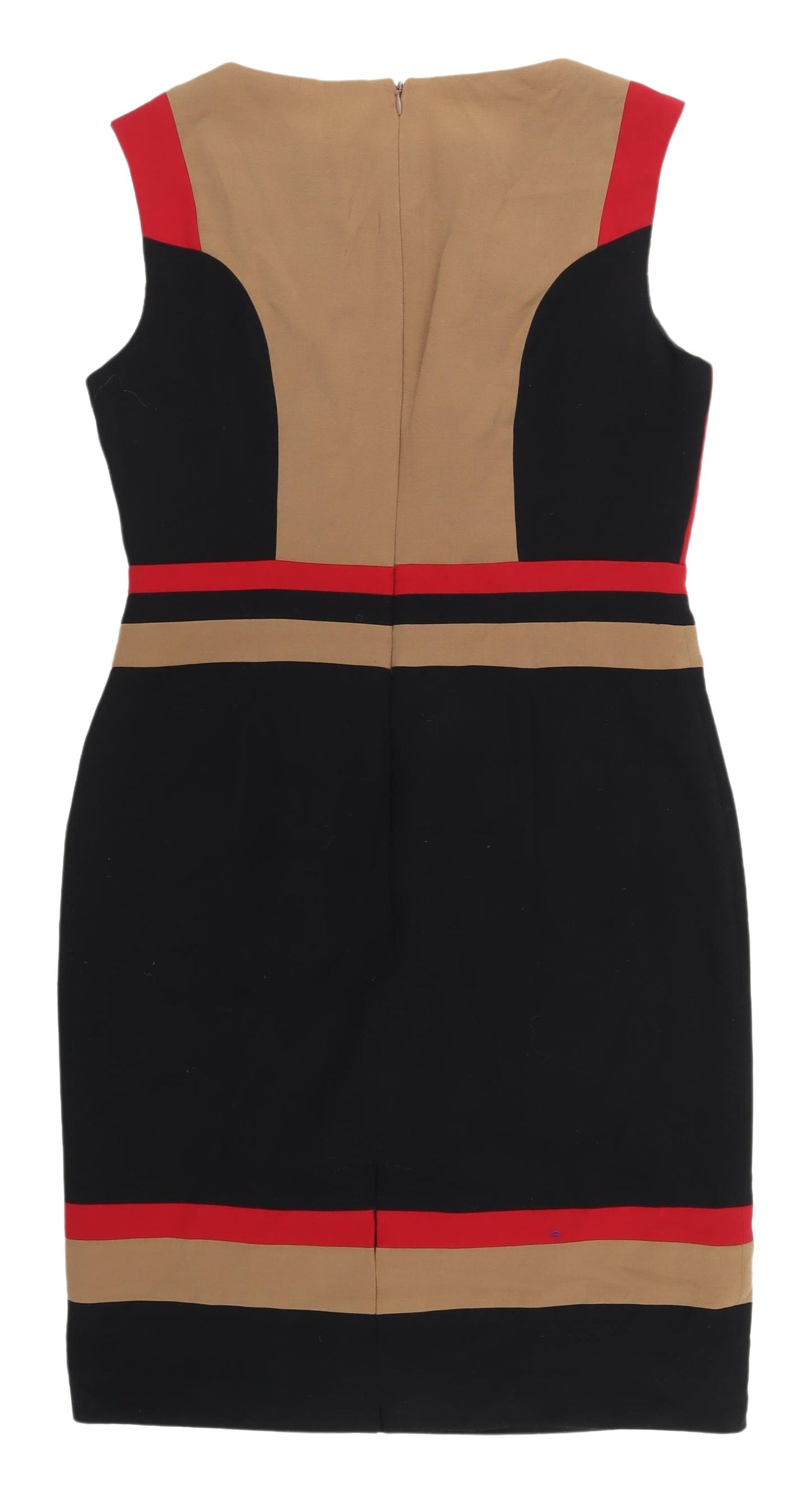 Debenhams Women's Red Black Beige Sheath Dress Size 14