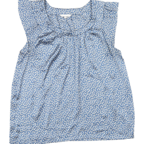 Jayland Women's Blue Floral Sleeveless Blouse, Size 1