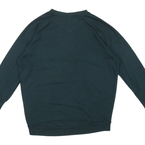 Topshop Green V-Neck Women's Pullover Sweatshirt, Size 8