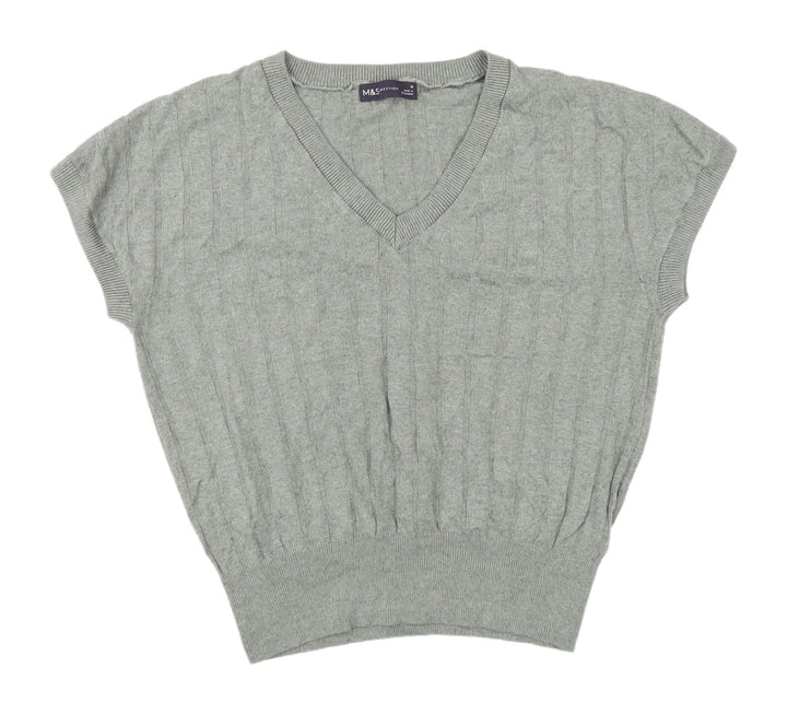 Marks & Spencer Women's Green V-Neck Pullover Jumper