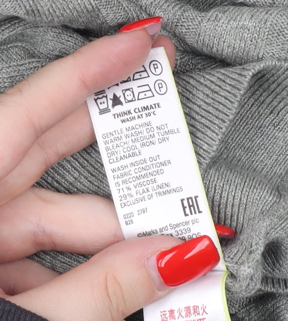 Marks & Spencer Women's Green V-Neck Pullover Jumper