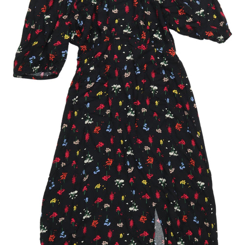 John Lewis Floral Midi A-Line Dress 3/4 Sleeve