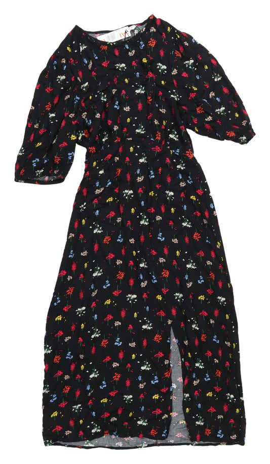 John Lewis Floral Midi A-Line Dress 3/4 Sleeve