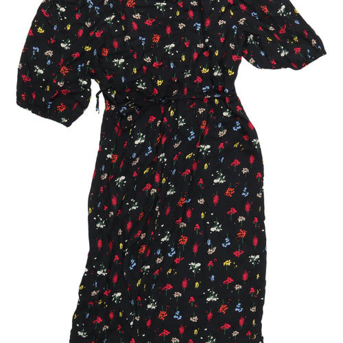 John Lewis Floral Midi A-Line Dress 3/4 Sleeve