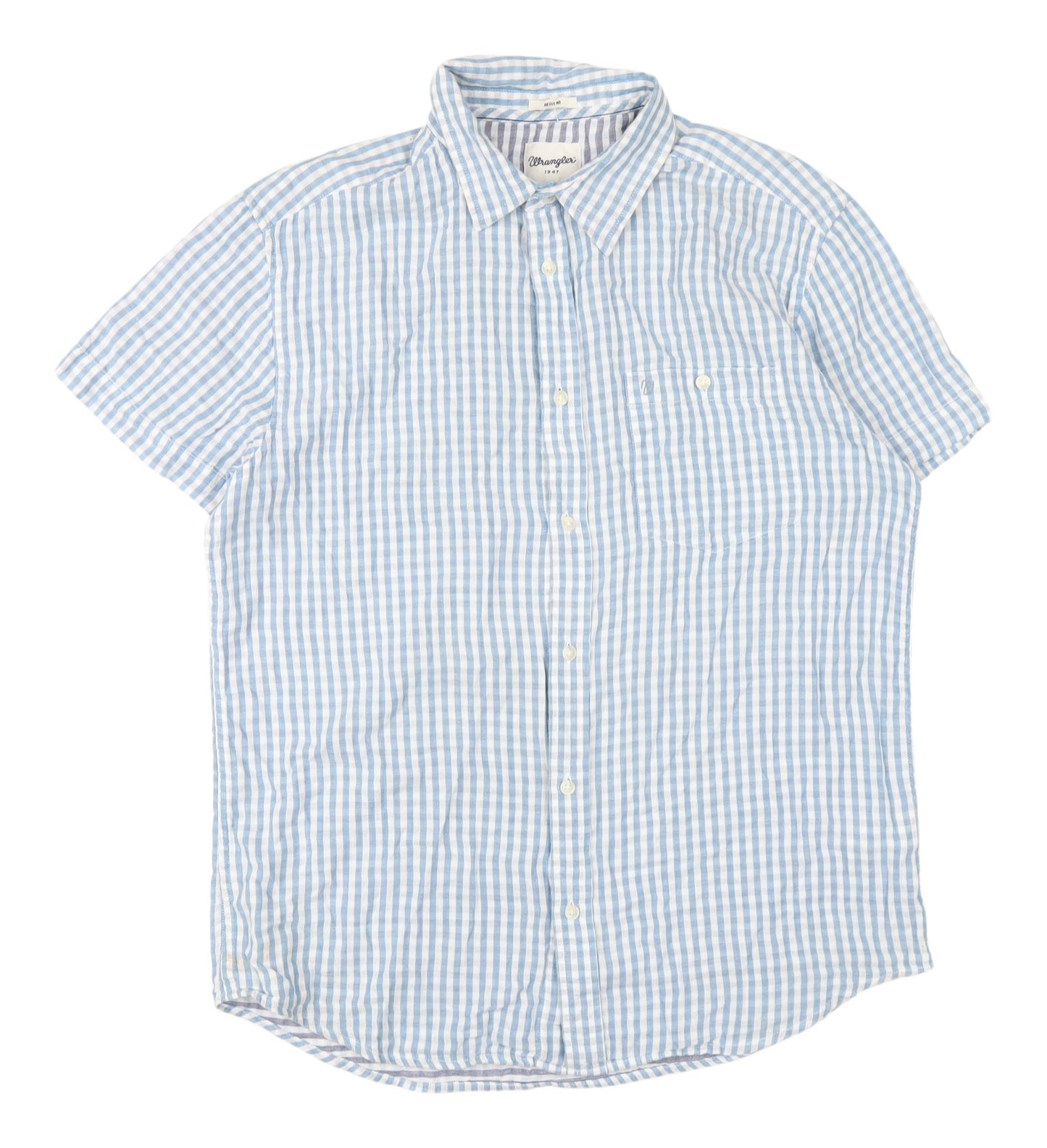 Wrangler Men's Blue Short Sleeve Check Shirt L