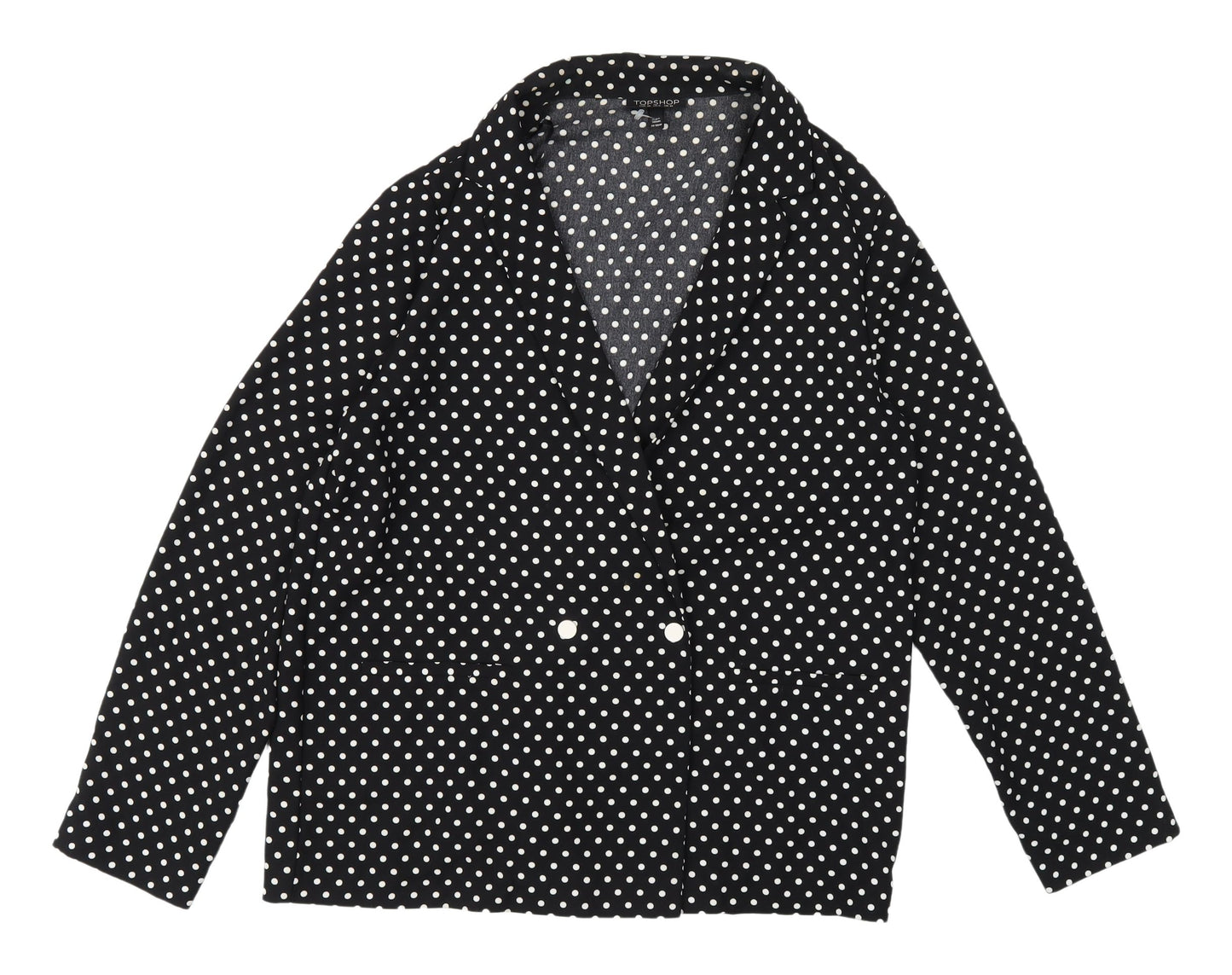 Topshop Women's Black Polka Dot Jacket Size 10