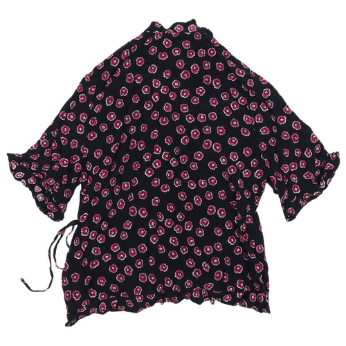 Whistles Women's Black Floral Wrap Blouse Size 16