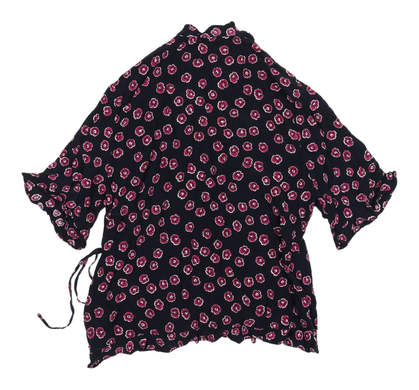 Whistles Women's Black Floral Wrap Blouse Size 16