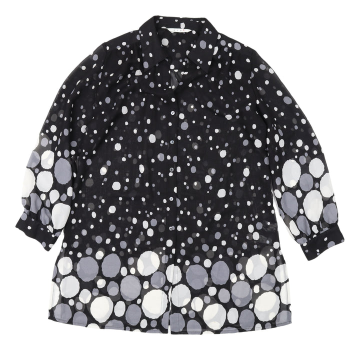 Elvi Women's Black Polka Dot Blouse, Size 16, Button Accents