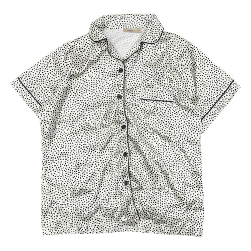 Night Women's White Polka Dot Pyjama Top Size 12