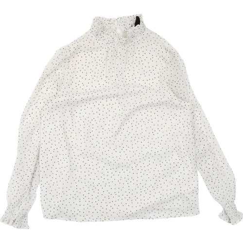 New Look Women’s White Polka Dot Blouse, Size 8