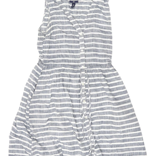 Gap Women's Grey Striped Shirt Dress Size 12
