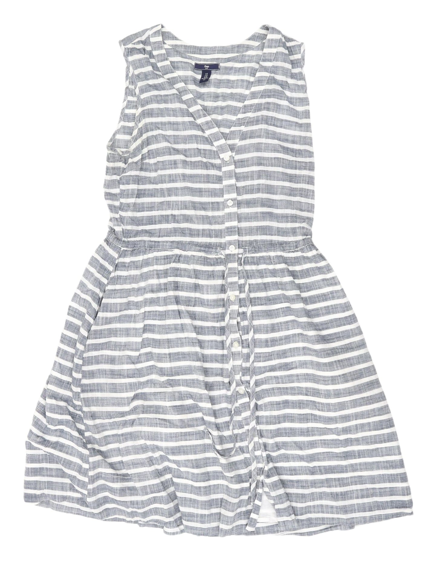 Gap Women's Grey Striped Shirt Dress Size 12