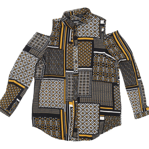 New Look Women's Geometric Button-Up Cold Shoulder