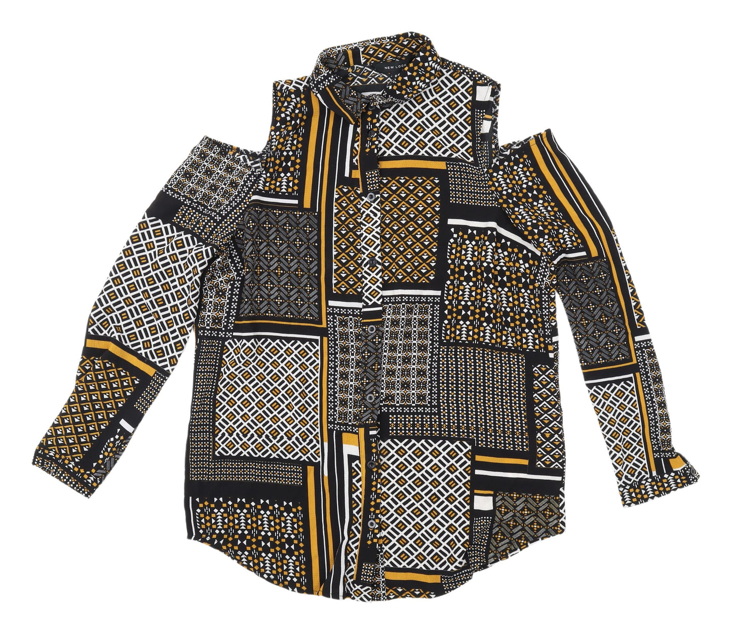 New Look Women's Geometric Button-Up Cold Shoulder
