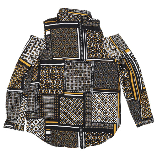 New Look Women's Geometric Button-Up Cold Shoulder