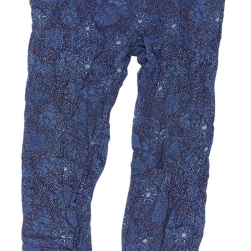 AND/OR Women's Blue Floral Jogger Trousers Size 10