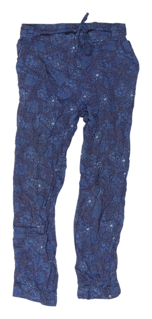 AND/OR Women's Blue Floral Jogger Trousers Size 10