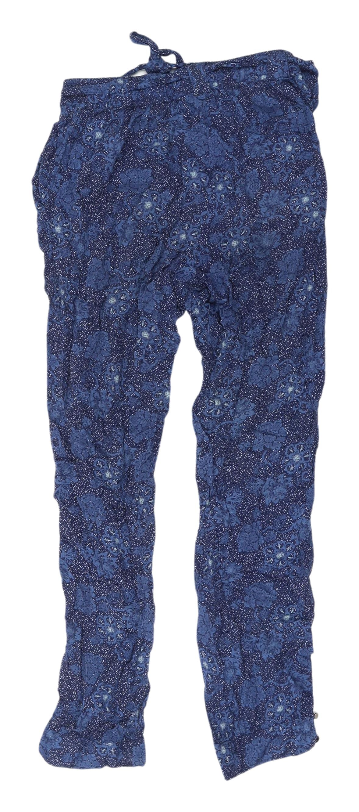 AND/OR Women's Blue Floral Jogger Trousers Size 10