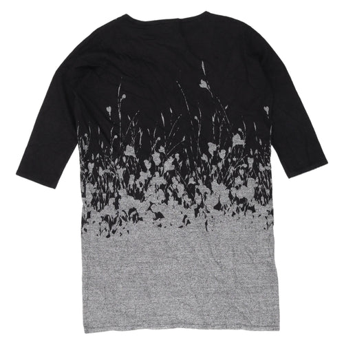 Phase Eight Women's Black Grey Floral Shift Dress Size 6