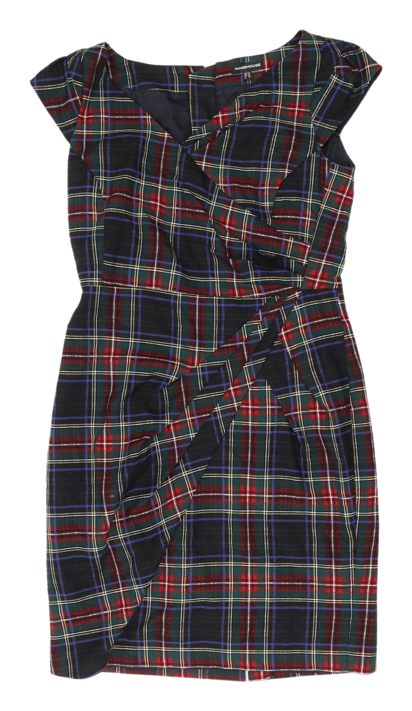 Warehouse Women's Plaid Sheath Dress - UK 14, Multicoloured