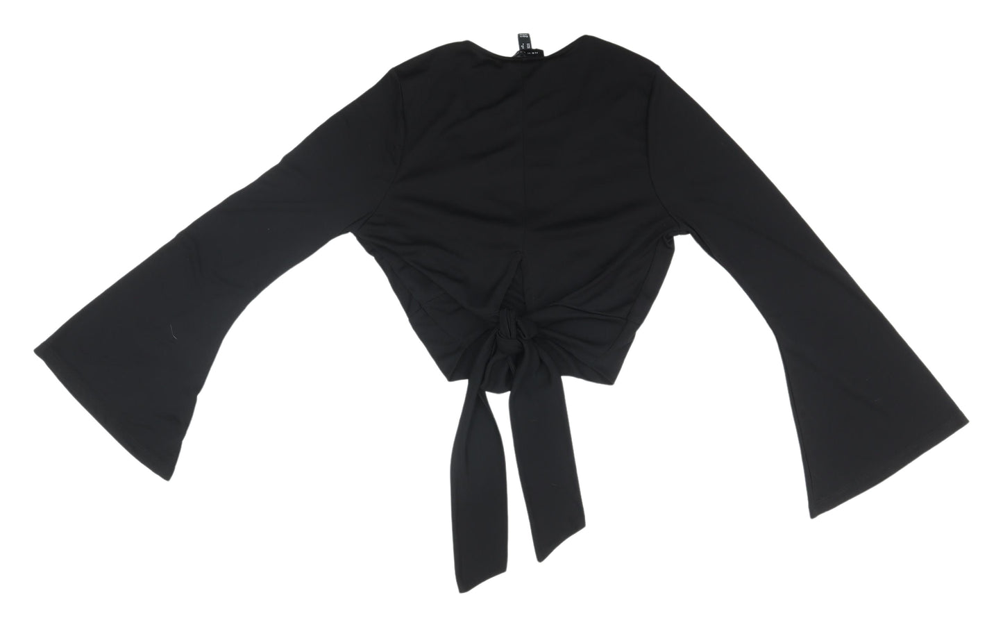 New Look Black Cropped Blouse V-Neck Flared Sleeve