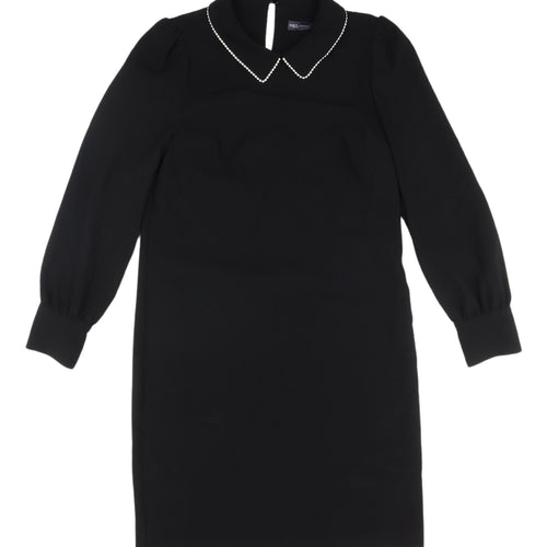 Marks and Spencer Black Puff Sleeve Shift Dress - Size 8