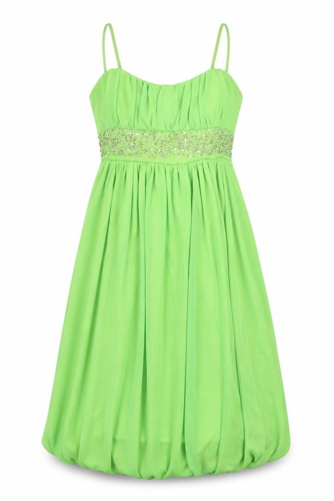Front view of Ruby Rox Women's Green Dress, size S, Beaded, Sleeveless