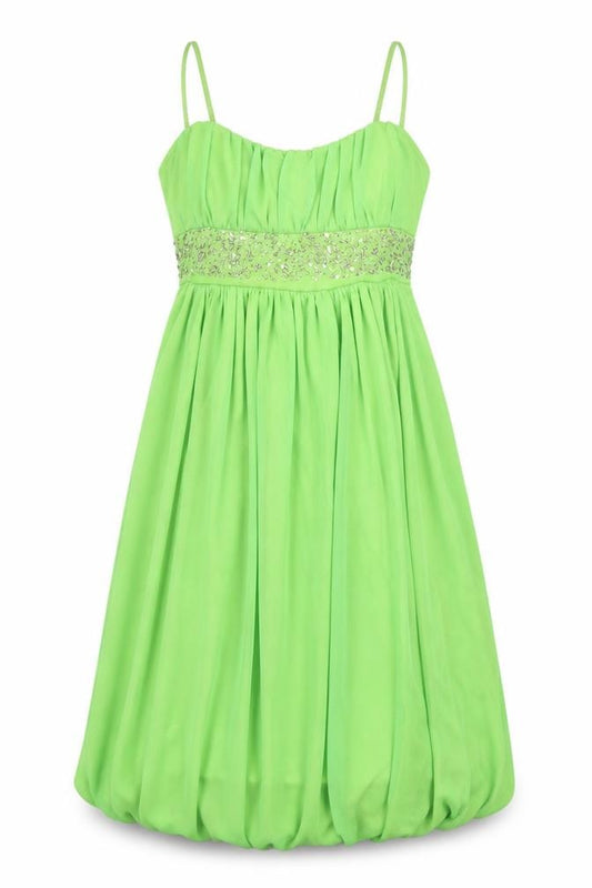 Front view of Ruby Rox Women's Green Dress, size S, Beaded, Sleeveless