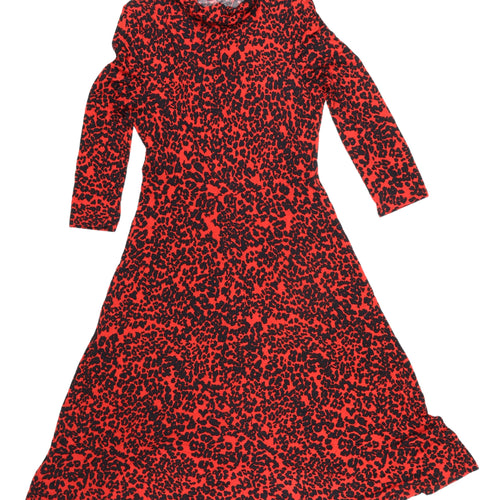 MNG Women's Red Leopard Print Dress L
