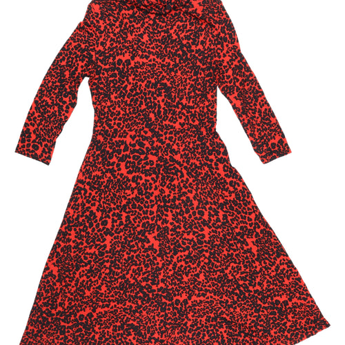 MNG Women's Red Leopard Print Dress L