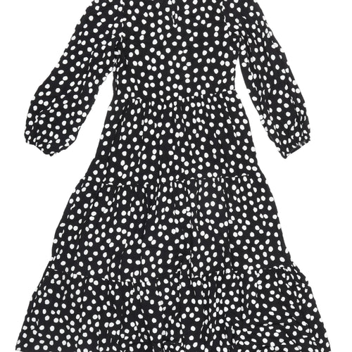 New Look Petite Black Polka Dot Midi Dress Size 8