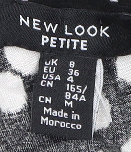 New Look Petite Black Polka Dot Midi Dress Size 8