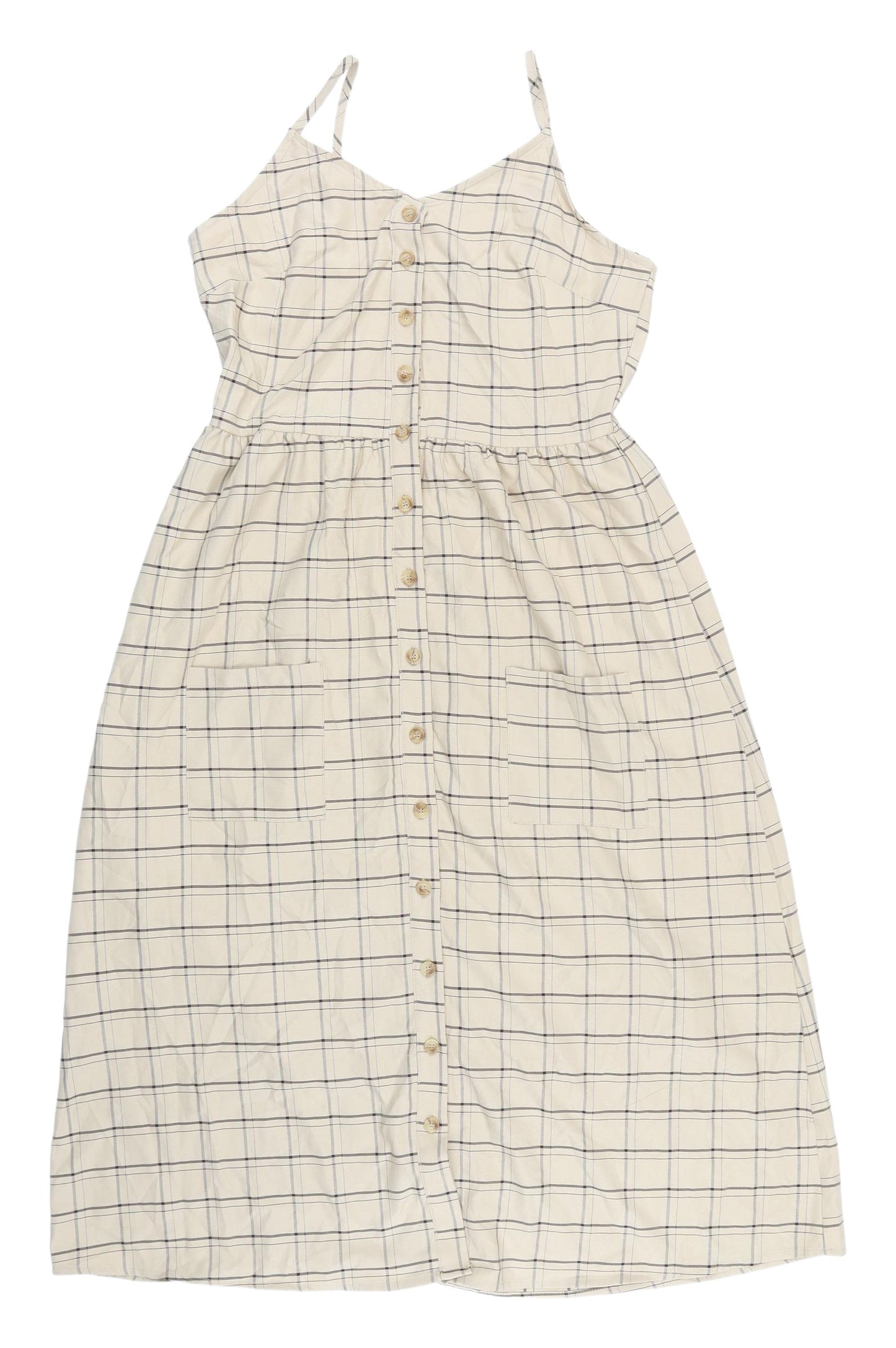 Daisy Street Beige Check Midi Sundress UK 10