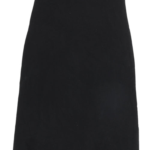 H&M Women's Black V-Neck Midi Slip Dress Size 12