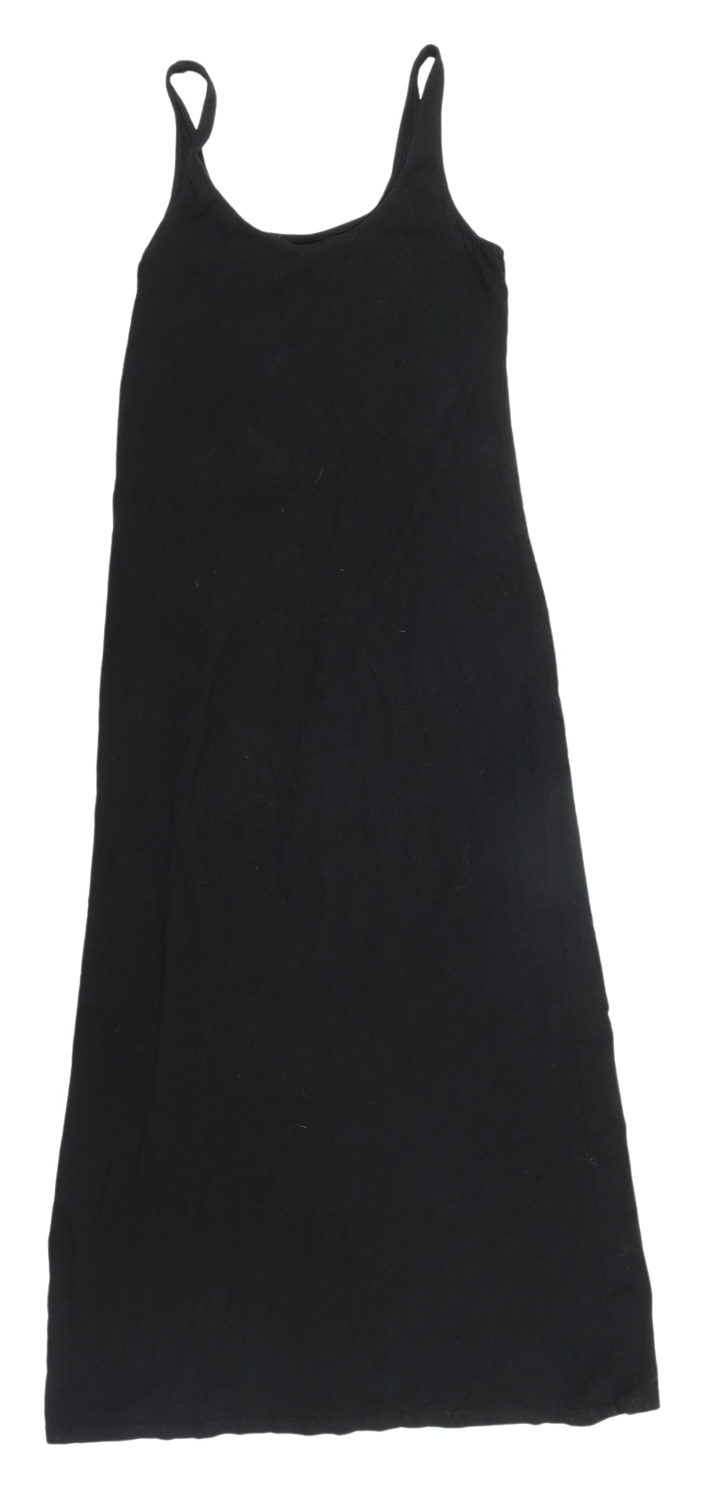 H&M Women's Black V-Neck Midi Slip Dress Size 12