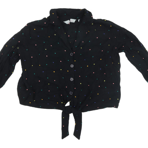 Dorothy Perkins Black Polka Dot Button-Up Top Size 8