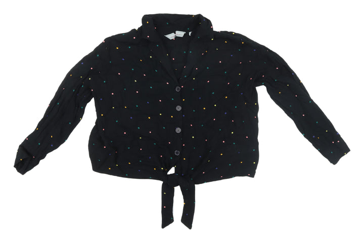 Dorothy Perkins Black Polka Dot Button-Up Top Size 8