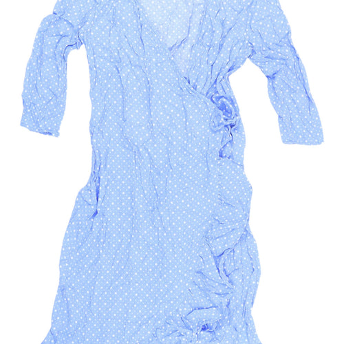 By Malene Birger Blue Polka Dot Wrap Dress Size 8