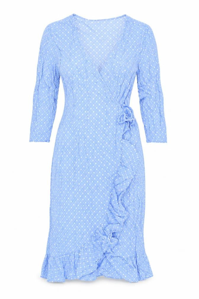 By Malene Birger Blue Polka Dot Wrap Dress Size 8