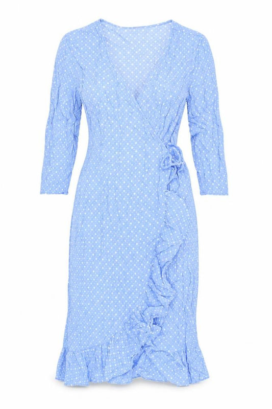 By Malene Birger Blue Polka Dot Wrap Dress Size 8