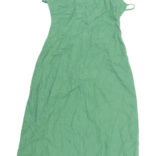 Zara Women's Green Slip Midi Dress in S - Summer Chic