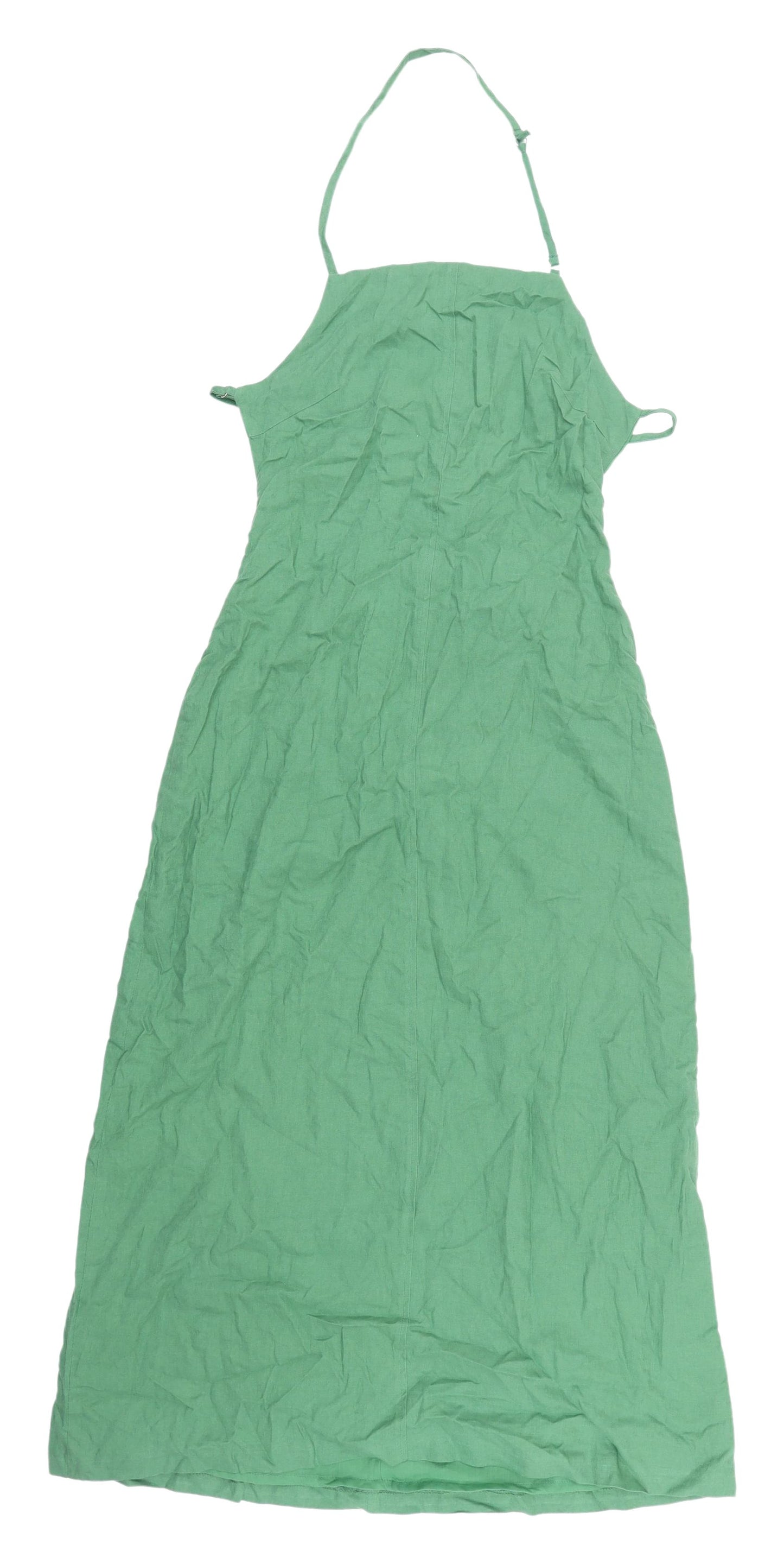 Zara Women's Green Slip Midi Dress in S - Summer Chic