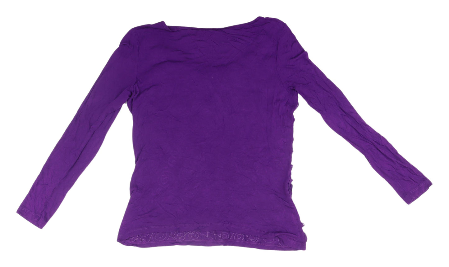 Marks and Spencer Womens Purple Ruffle Blouse Size 14