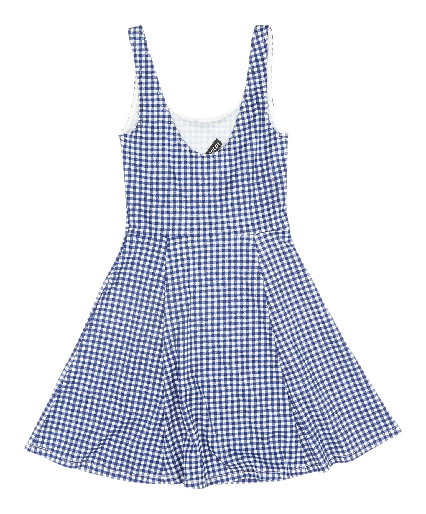 H&M Women's Blue Gingham Skater Mini Dress Size 4