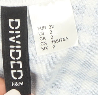 H&M Women's Blue Gingham Skater Mini Dress Size 4