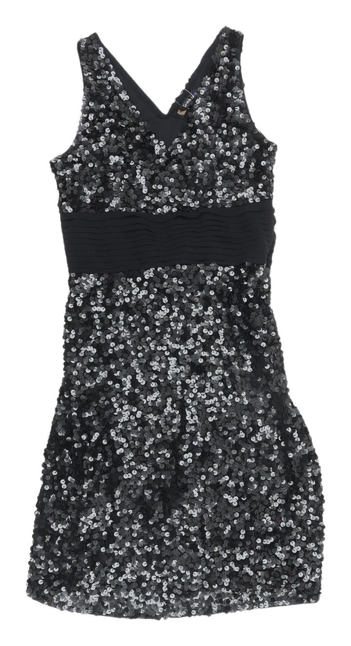 Kaleidoscope Black Sequin Bodycon Dress, Size 10