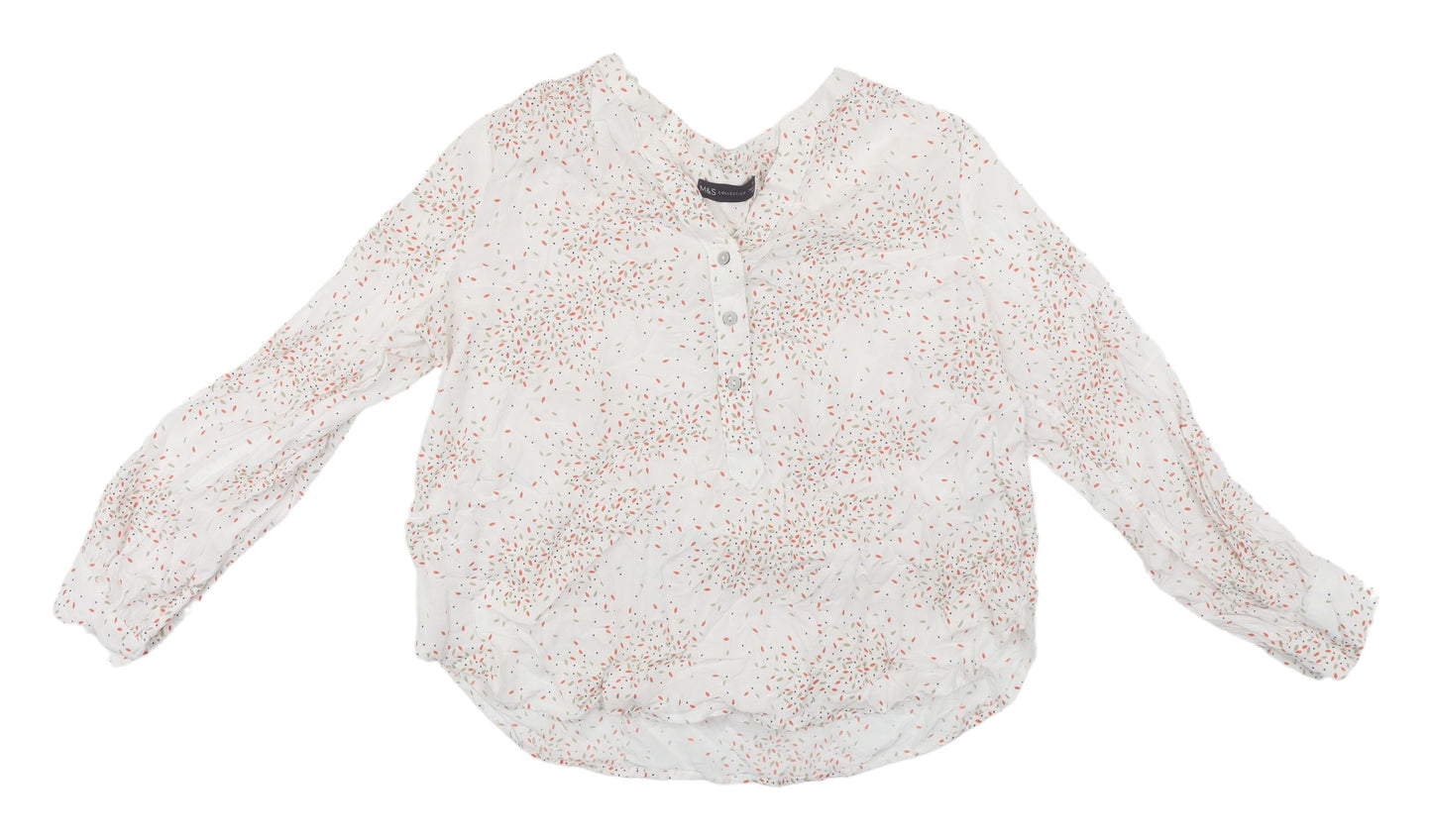 Marks and Spencer Floral White Blouse, Size 14, Spring Chic